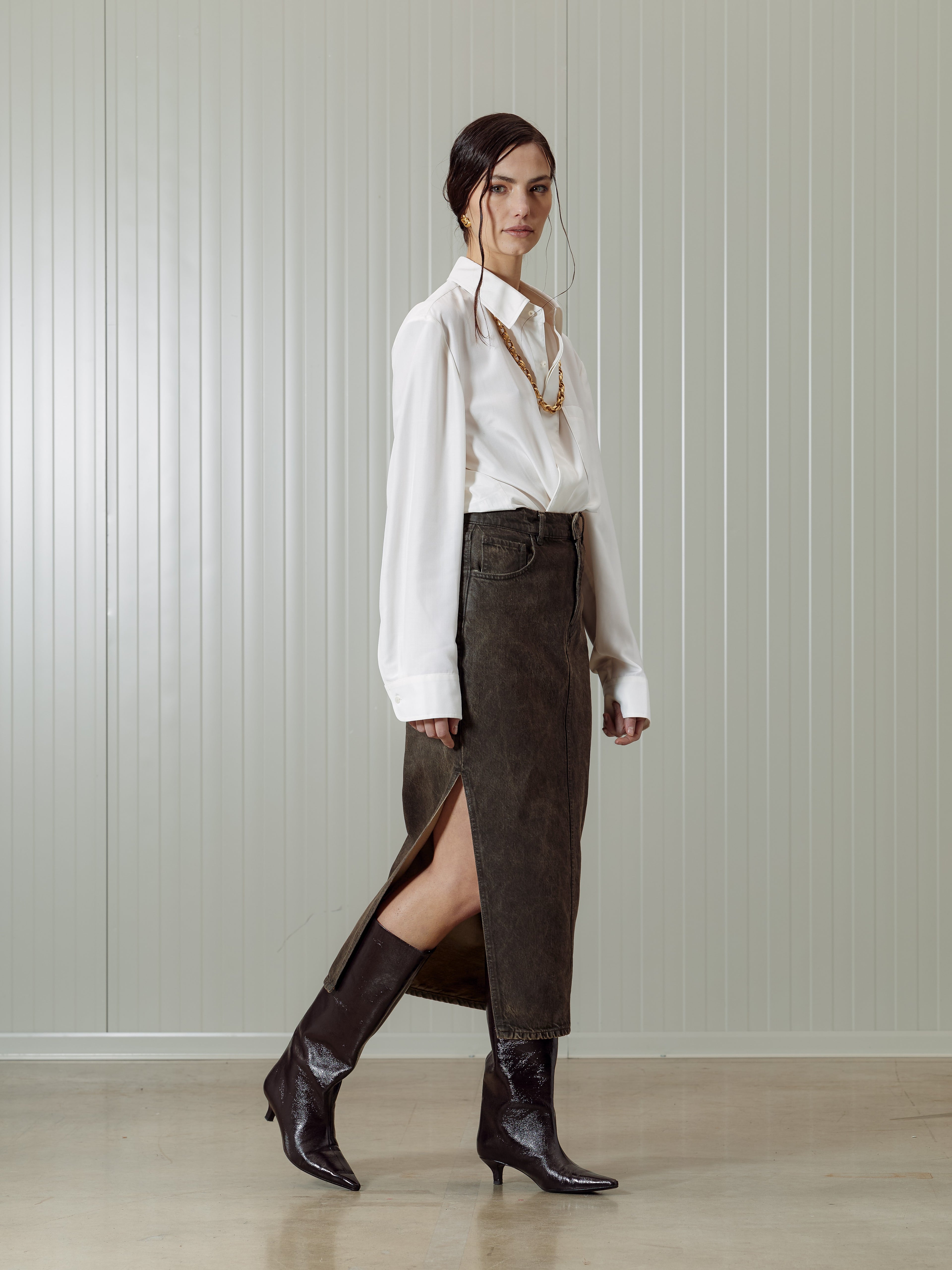 DEA _ BROWN COATED SKIRT